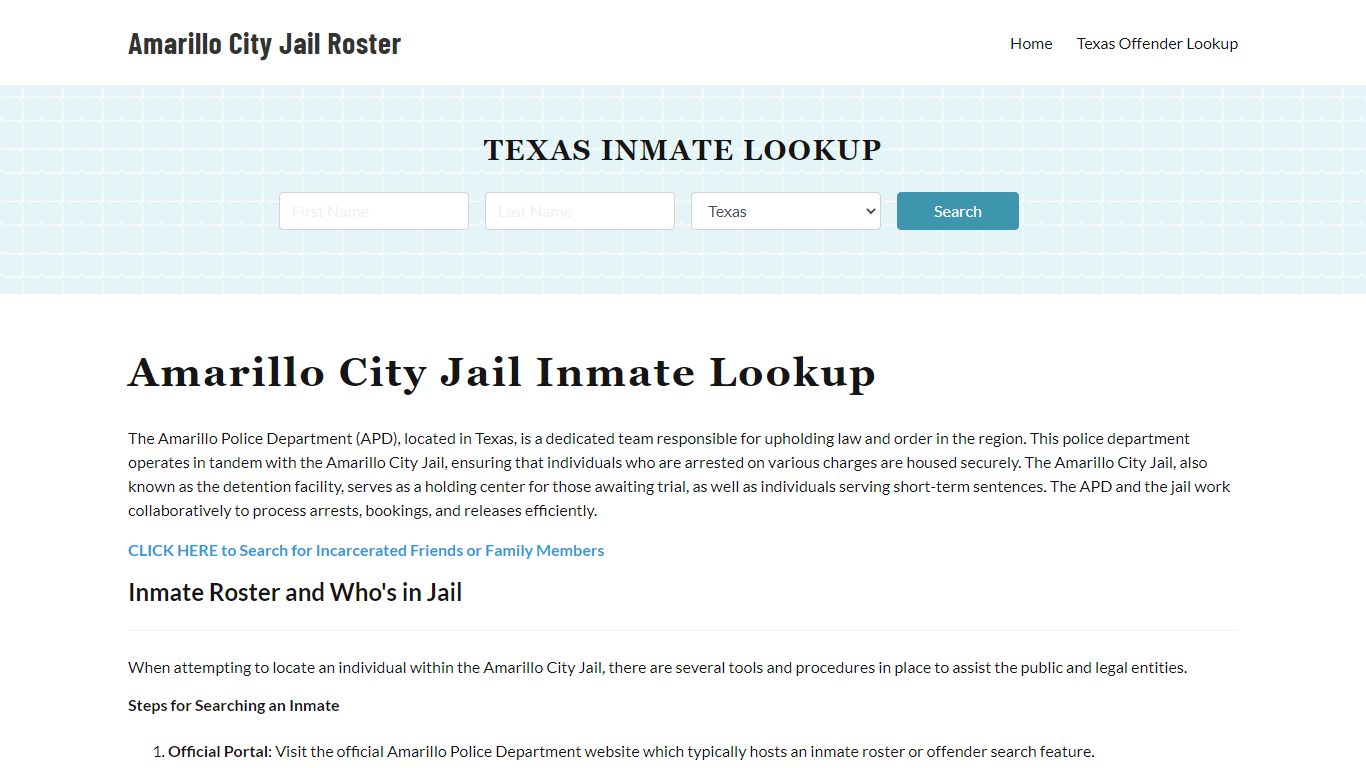 Amarillo Police Department & City Jail, TX Inmate Roster, Arrests, Mugshots