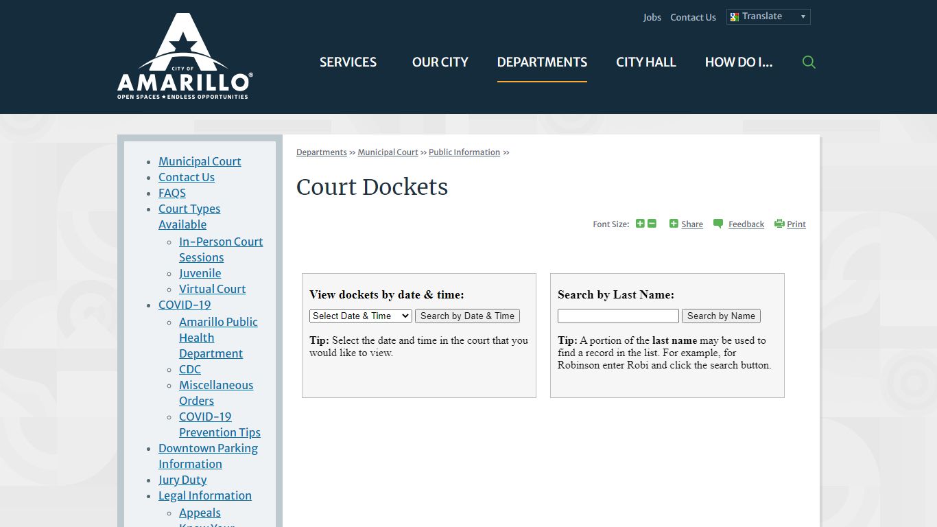 Court Dockets | City of Amarillo, TX