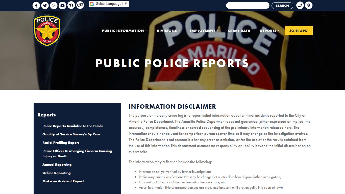 Amarillo Public Police Reports